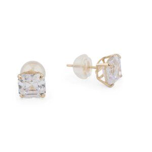 JUNIOR JEWELS Gold Girls 14k Gold 6mm Asscher Cut Cz Stud Earrings